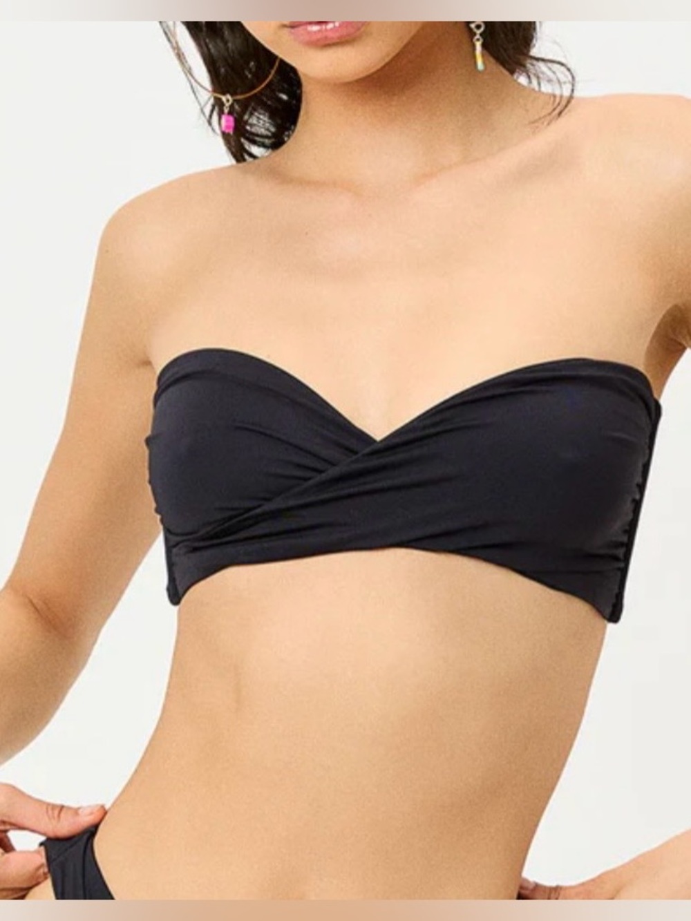 Frankie's Bikinis‎ Black Margo Strapless Bandeau Bikini Top Size S